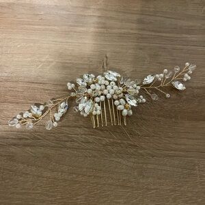 Bridal - Gold Hair Comb Accessory.